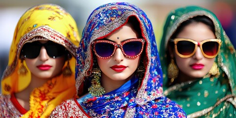 Obraz premium hindu fashionista - female model in modern hindi-inspired clothing style 