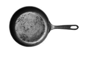 High-resolution frying pan isolated on transparent background for culinary designs and food preparation concepts in modern kitchen.