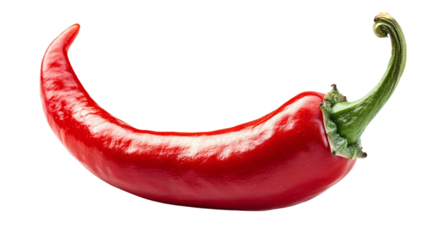 Isolated red chili pepper with transparent background, ideal for spicy food design projects, recipe books, and culinary marketing campaigns.