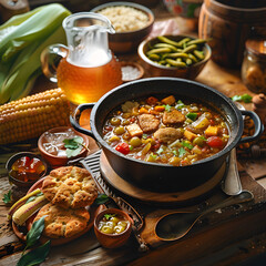 Exquisite Southern Cuisine: Gumbo, Fried Green Tomatoes, Biscuits and Sweet Iced Tea