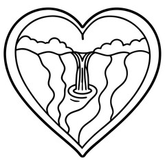 Line Art Harmony Heart and Waterfall Connection
