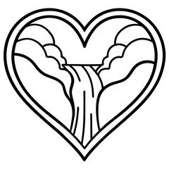 Line Art Harmony Heart and Waterfall Connection
