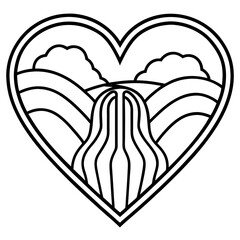 Line Art Harmony Heart and Waterfall Connection