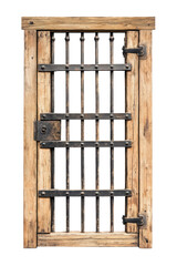 Rustic Wooden Door with Iron Details On transparent background