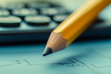 Detailed Architectural Blueprint with Pencil