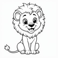 Cute Lion Coloring Page for Kids