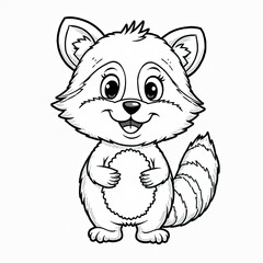 Funny Cartoon Raccoon Black and White Art