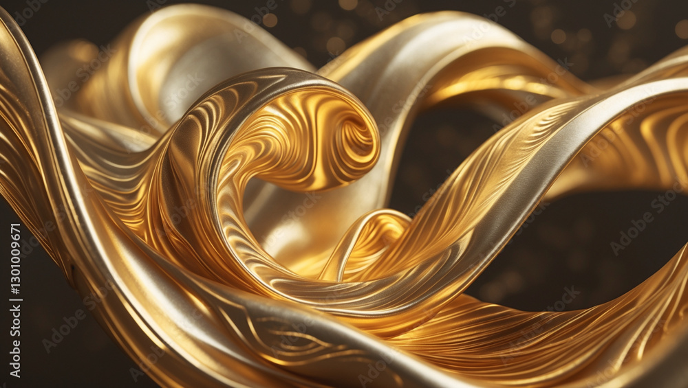 Poster luxurious golden swirls with smooth curves and elegant flow for high-end artistic and design project