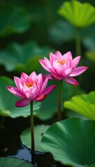 Obraz premium Pink waterlily flowers in a serene environment, flora, pink, garden