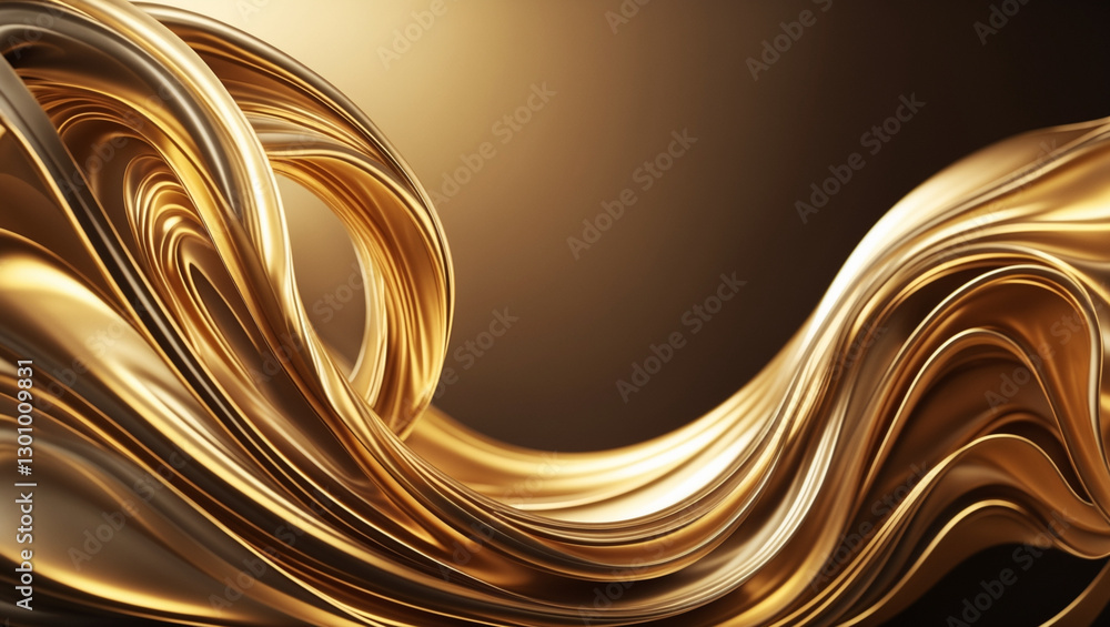Poster Luxurious Golden Swirls with Smooth Curves and Elegant Flow for High-End Artistic and Design Projects