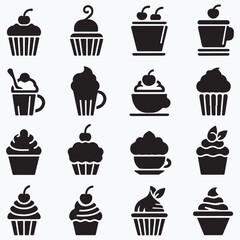 Fototapeta premium set of cupcakes design on a white background