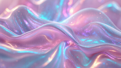 Obraz premium Iridescent Flowing Fabric – Soft Pastel Waves, Abstract Texture, Dreamy Aesthetic, Colorful Reflections, Modern Digital Art, Creative Background, Ethereal Visuals, Fluid Motion