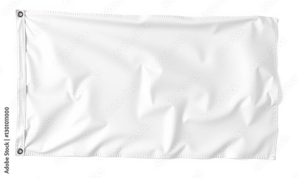 Poster blank white flag mockup with wrinkled texture, ideal for design projects and presentations. flag fea