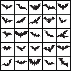 Fototapeta premium set of vector silhouette bat icons for design