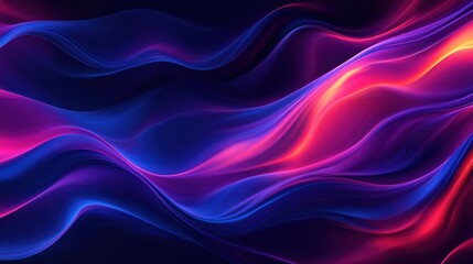 Obraz premium Vibrant abstract waves in fluid motion with neon glow and smooth texture