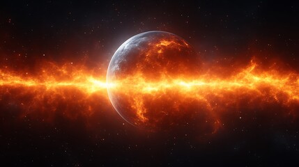 Obraz premium Fiery Cosmic Event Enveloping A Planetary Body