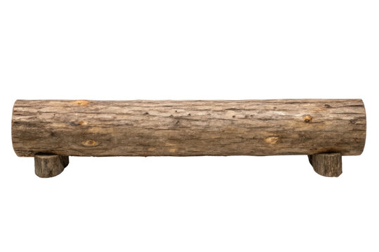 Rustic log bench isolated with transparent background