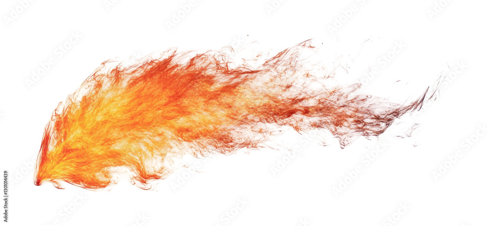 Poster Dynamic flame flow in vibrant orange and red colors with smoky texture for impactful design and art projects, cut out