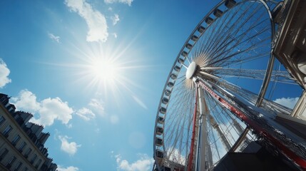 City Ferris Wheel Under Sunny Sky