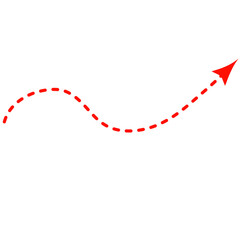 Red arrow on transparent background. Dashed style arrow icon for your design