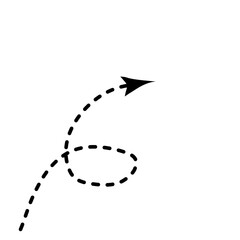 Black dash arrow on transparent background. Dashed style arrow icon for your design