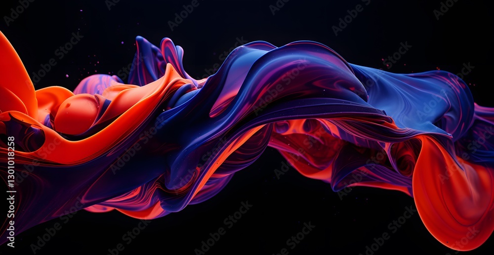 Poster Abstract fractal background with space. abstract of a blue and red liquid covering. 
