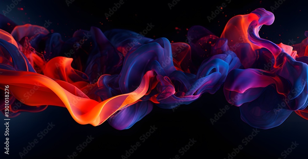 Poster abstract fractal background with space. abstract of a blue and red liquid covering.