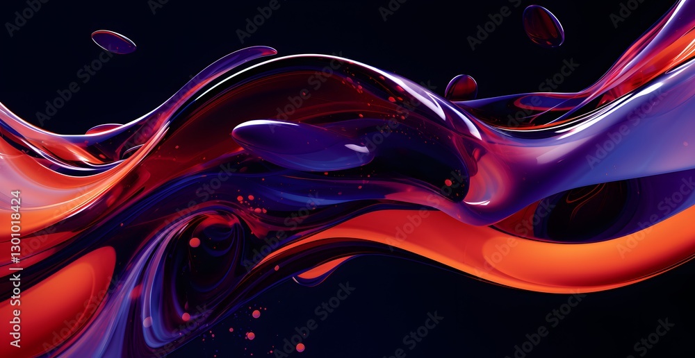 Poster Abstract fractal background with space. abstract of a blue and red liquid covering. 