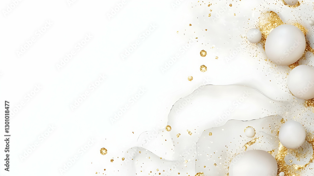 Poster abstract background with white and gold elements for design projects