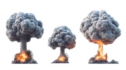 nuclear bomb explosion isolated on white , transparent png 