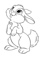 Cartoon Rabbit Line Drawing – Cute and Playful