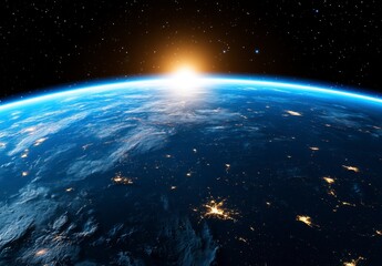 Obraz premium Stunning Sunrise Over Earth's Nightside City Lights