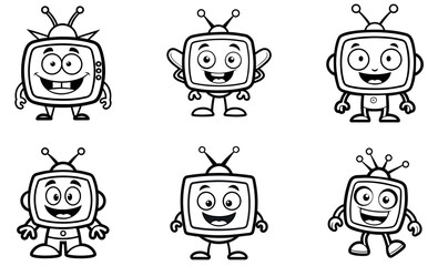 Six Cartoon TV Character Designs Ready to be Colored