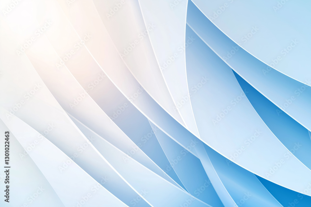 Wall mural abstract wallpaper with smooth flowing shapes in soft blue and white tones creates a tranquil atmosp