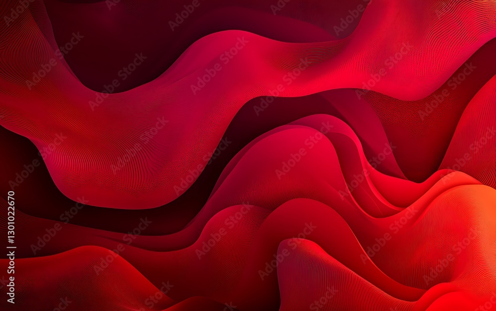 Poster red waves abstract: captivating abstract composition with dynamic flowing red waves, offering a sens