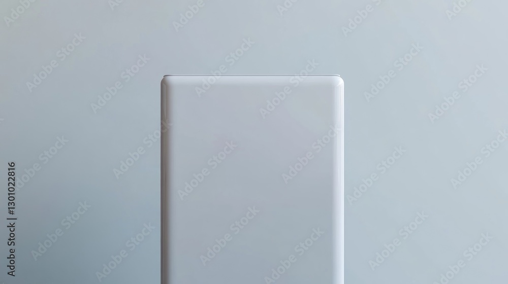 Poster white rectangular object against a light gray background