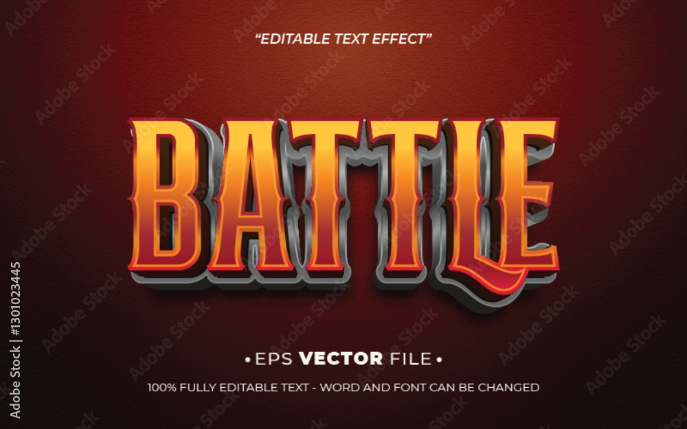 Aufkleber battle editable text effect vector template with 3d style