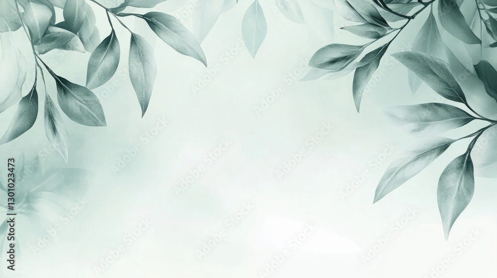 Poster delicate leaves and branches create a beautiful and soft natural pattern