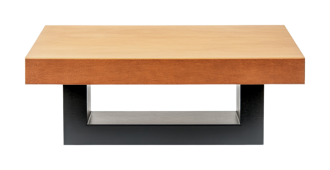 Modern coffee table design with wooden top and stylish base suitable for contemporary living spaces and interior decor, cut out