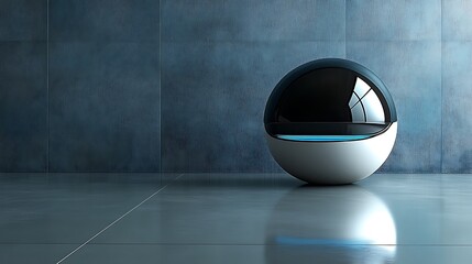 Futuristic spherical pod in a modern room