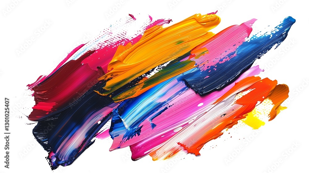 Poster colorful strokes: a vibrant display of dynamic and expressive brushstrokes in an assortment of vivid