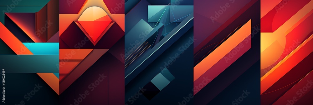 Aufkleber abstract geometric patterns: a vibrant collection of abstract geometric patterns, featuring triangle