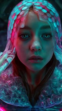 Woman trapped in alien transformation experiment.