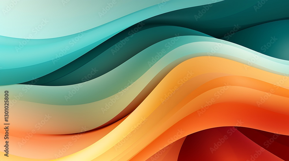 Poster abstract waves: fluid and vibrant, this image showcases an abstract design of colorful, layered wave