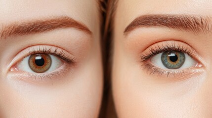 Naklejka premium Before and after beauty makeup transformation studio skincare techniques indoor close-up skin glow tips