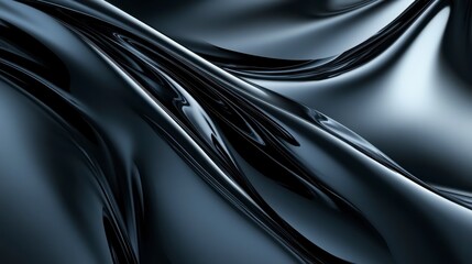 Fototapeta premium Abstract Dark Glossy Fabric Texture with Flowing Waves