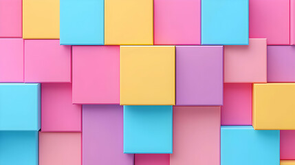 Colorful Geometric Background with Soft Pastel Squares and Rectangles