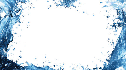 Obraz premium Swirling blue water splashes forming an artistic border on a white background