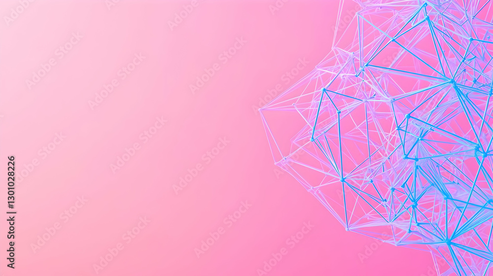 Poster abstract geometric shapes with soft gradient pink and blue background