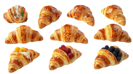 Delicious selection of croissants with various fillings in a bright kitchen setting